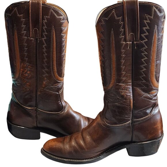Other - VTG Brown Leather Cowboy Boots Size 10B Man-Made Sole Comfortable Durable Style